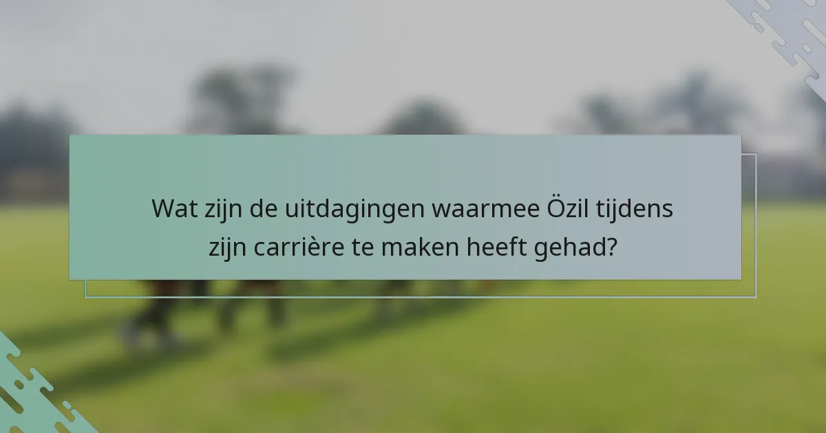 Wat zijn de uitdagingen waarmee Özil tijdens zijn carrière te maken heeft gehad?